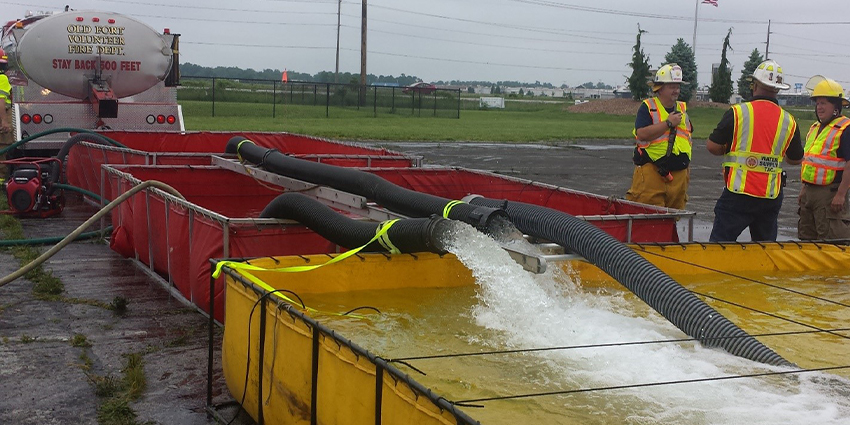 Multiple dump tanks requires some method of transferring the water from the secondary tanks to the primary tank