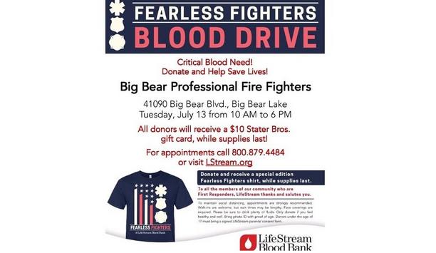 Big Bear Fire Department Announces Blood Test Drive