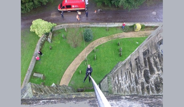 Kent Fire And Rescue Service, In Collaboration With Kent Police, Carries Out Mock Rescue Drill At Chevening Church Tower