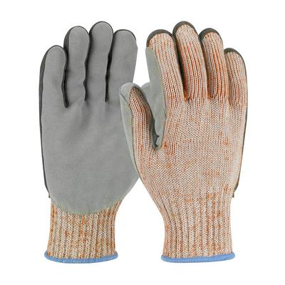 Protective Industrial Products 09-H550SLPV Seamless Knit PolyKor Blended Glove with Split Cowhide Leather Palm and Aramid Stitching - Vend-Ready