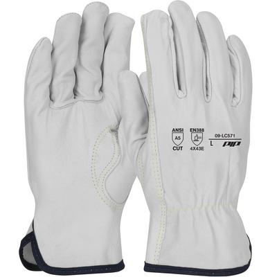 Protective Industrial Products 09-LC571 Economy Top Grain Goatskin Leather Drivers Glove with HPPE Blend Lining - Keystone Thumb