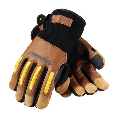 Protective Industrial Products 120-4100 Reinforced Goatskin Leather Palm Glove with Leather Back, Kevlar® Lining and TPR Molded Knuckle Guards