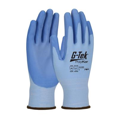 Protective Industrial Products 16-322 Premium Seamless Knit PolyKor® Blended Glove with Polyurethane Coated Flat Grip on Palm & Fingers