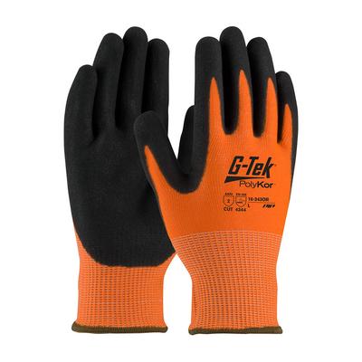 Protective Industrial Products 16-343OR Hi-Vis Seamless Knit PolyKor® Blended Glove with Double-Dipped Nitrile Coated MicroSurface Grip on Palm & Fingers