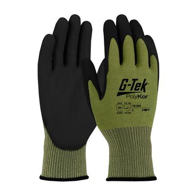 Protective Industrial Products 16-665 Seamless Knit PolyKor® Blended Glove with Polyurethane Coated Flat Grip on Palm & Fingers