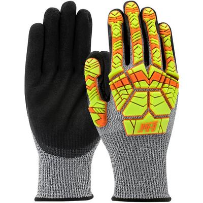 Protective Industrial Products 16-MPH430HV Seamless Knit PolyKor® Blended Glove with Hi-Vis Impact Protection and Nitrile Double-Dip MicroSurface Grip on Palm & Fingers