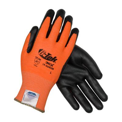 Protective Industrial Products 19-D340OR Hi-Vis Seamless Knit Dyneema® Diamond Blended Glove with Nitrile Coated Foam Grip on Palm & Fingers