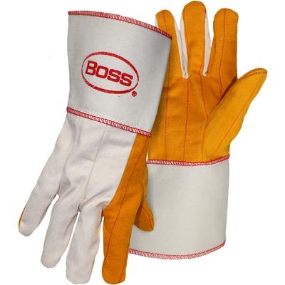 Protective Industrial Products 1BC28571 Cotton Chore Glove with Double Layer Palm/Back and Nap-out Finish - Plasticized Gauntlet Cuff