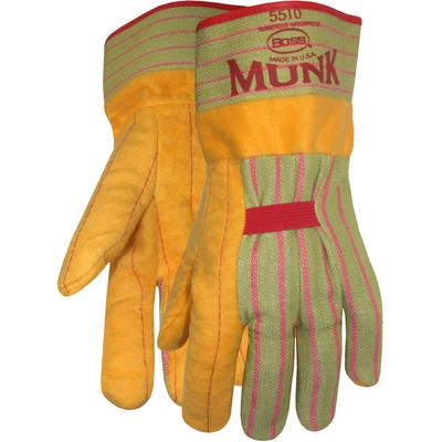 Protective Industrial Products 1BC5510USA Cotton Chore Glove with Double Layer Palm/Back and Nap-out Finish - Rubberized Safety Cuff