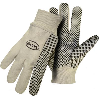 Protective Industrial Products 1BP5501 Premium Grade 100% Cotton Canvas Glove with PVC Dotted Grip on Palm, Thumb and Index Finger - 10 oz.