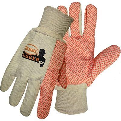 Protective Industrial Products 1BP5520 100% Cotton Corded Single Palm Glove with PVC Dotted Grip on Palm, Thumb and Index Finger - Heavy Weight