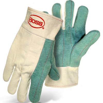 Protective Industrial Products 1JC3027 3-Ply Hot Mill Nap-Out Green Palm W Band Top Cuff Straight Thumb