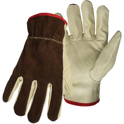 Protective Industrial Products 1JL9066K Regular Grade Split Cowhide Leather Drivers Glove with Double-Stitched Index Finger Split Leather Back