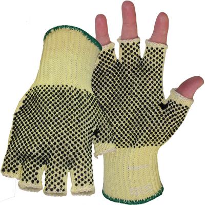 Protective Industrial Products 1KK2302 Seamless Knit Kevlar® Blended Glove with Double-Sided PVC Dot Grip - Half Finger