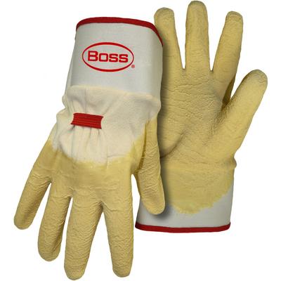 Protective Industrial Products 1SR8424 Cotton Shell With 3/4 Latex Dip with Crinkled Latex Grip and Safety Cuff