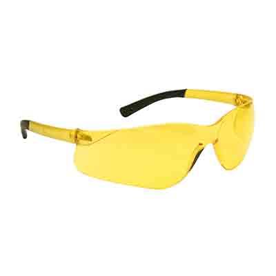 Protective Industrial Products 250-06-5509 Rimless Safety Glasses with Amber Temple, Amber Lens and Anti-Scratch Coating
