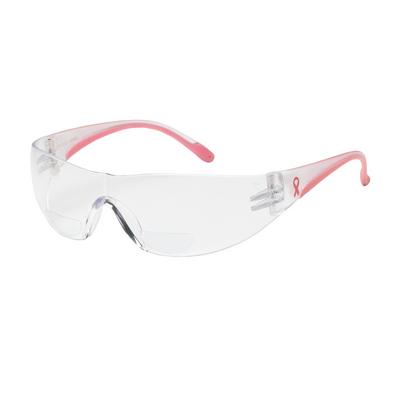 Protective Industrial Products 250-12-0200 Rimless Safety Readers with Clear / Pink Temple, Clear Lens and Anti-Scratch Coating - +2.00 Diopter
