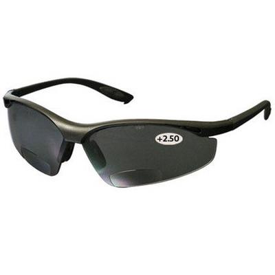 Protective Industrial Products 250-25-0125 Semi-Rimless Safety Readers with Black Frame, Gray Lens and Anti-Scratch Coating - +2.50 Diopter