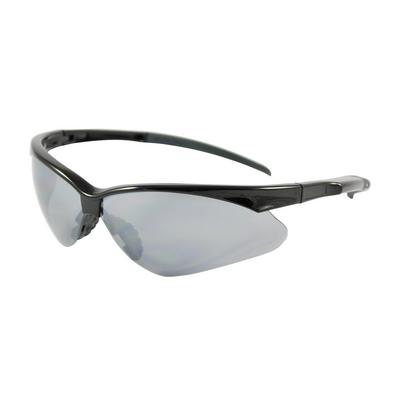 Protective Industrial Products 250-28-0006 Semi-Rimless Safety Glasses with Black Frame, Silver Mirror Lens and Anti-Scratch Coating