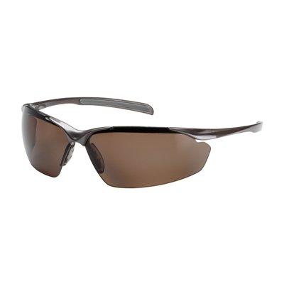 Protective Industrial Products 250-33-1042 Semi-Rimless Safety Glasses with Gloss Bronze Frame, Polarized Brown Lens and Anti-Scratch Coating