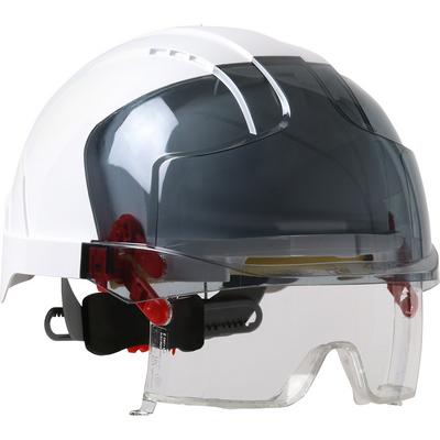 Protective Industrial Products 280-EVLN VISTAlens™ Type I, Non-vented Industrial Safety Helmet with Lightweight ABS Shell, Integrated ANSI Z87.1 Eye Protection, 6-Point Polyester Suspension and Wheel Ratchet Adjustment