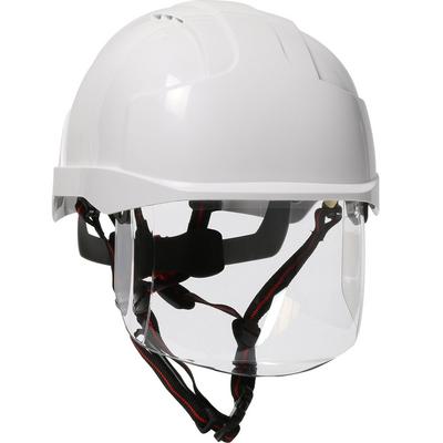 Protective Industrial Products 280-EVSN-CH Type I, Non-vented Industrial Safety Helmet with fully adjustable four point chinstrap, Lightweight ABS Shell, Integrated Faceshield, 6-Point Polyester Suspension and Wheel Ratchet Adjustment