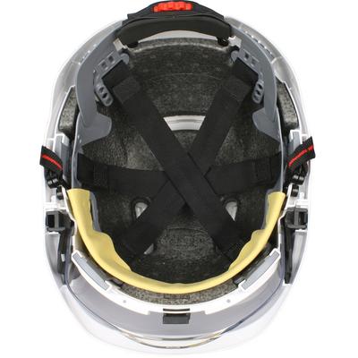 Protective Industrial Products 280-EVSV-CH Type I, Vented Industrial Safety Helmet with fully adjustable four point chinstrap, Lightweight ABS Shell, Integrated Faceshield, 6-Point Polyester Suspension and Wheel Ratchet Adjustment