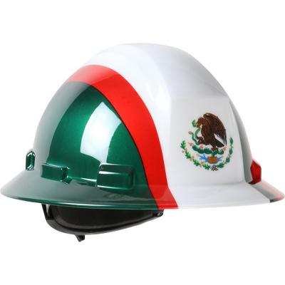 Protective Industrial Products 280-HP641R-MEX Full Brim Hard Hat with HDPE Shell, 4-Point Textile Suspension Graphic Wrap and Wheel Ratchet Adjustment