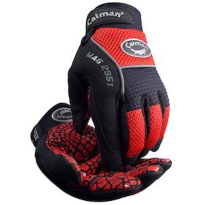 Protective Industrial Products 2951 Multi-Activity Glove with Synthetic Leather Padded Palm and Red AirMesh™ Back - Silicone Grip