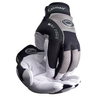 Protective Industrial Products 2955 Multi-Activity Glove with Goat Grain Leather Padded Palm and Gray AirMesh™ Back