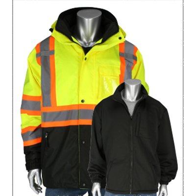 Protective Industrial Products 333-1772 3 in 1 Class 3 Ripstop Two Tone Jacket with Removable Grid Fleece Inner Jacket
