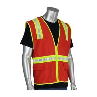 Protective Industrial Products 300-1000 Non-ANSI Surveyor's Style Safety Vest with a Solid Front, Mesh Back and Prismatic Tape