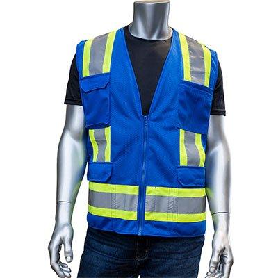 Protective Industrial Products 301-0500M ANSI Type O Class 1 Two-Tone Eleven Pocket Mesh Surveyors Vest