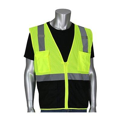 Protective Industrial Products 302-0710B ANSI Type R Class 2 Five Pocket Value Mesh Vest with Black Bottom Front