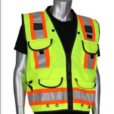 Protective Industrial Products 302-0900 ANSI Type R Class 2 Two-Tone Fifteen Pocket Tech-Ready Ripstop Surveyors Vest with Mesh Back