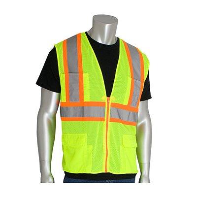 Protective Industrial Products 302-MAPM ANSI Type R Class 2 Two-Tone Eleven Pocket Premium Mesh Surveyors Vest