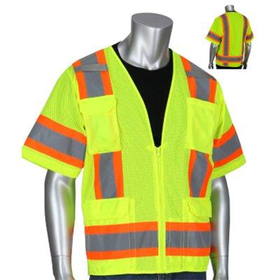 Protective Industrial Products 303-0500 ANSI Type R Class 3 Two-Tone Surveyor Eleven Pocket Vest