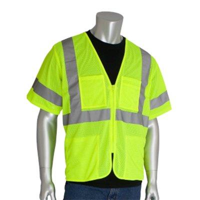 Protective Industrial Products 303-MVGZ4P ANSI Type R Class 3 Value Four Pocket Zipper Mesh Vest