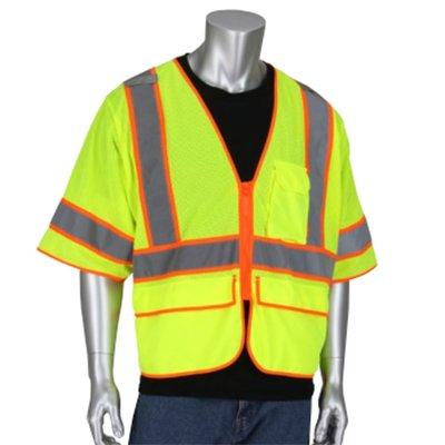 Protective Industrial Products 305-SVZSE ANSI Type R Class 3 Self Extinguishing Two-Tone Mesh Surveyors Vest