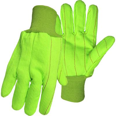 Protective Industrial Products 30PCY Hi-Vis Polyester/Cotton Double Palm Glove with Nap-In Finish - Knit Wrist