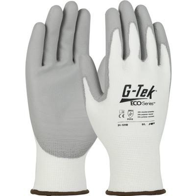 Protective Industrial Products 31-131R Seamless Knit Recycled Yarn / Spandex Blended Glove with Polyurethane Coated Flat Grip on Palm & Fingers