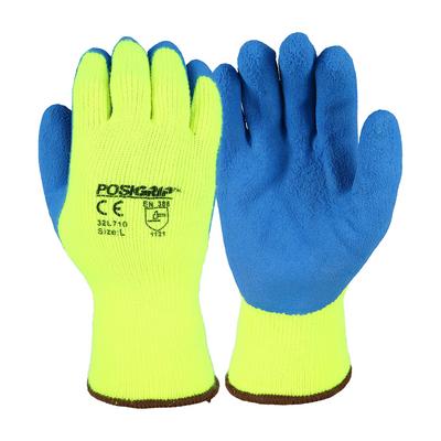 Protective Industrial Products 32L710 Hi-Vis Seamless Knit Acrylic Glove with Latex Coated Crinkle Grip on Palm & Fingers