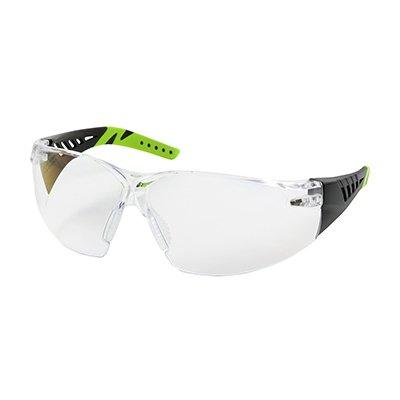 Protective Industrial Products 250-36-1020 Rimless Safety Glasses with Black / Lime Green Temples, Clear Lens and Anti-Scratch / Anti-Fog Coating