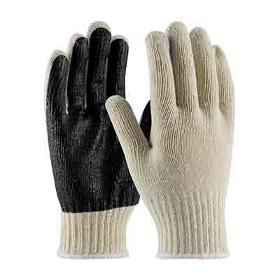 Protective Industrial Products 37-C110PC-BK Seamless Knit Cotton / Polyester Glove with PVC Palm Coating - 7 Gauge