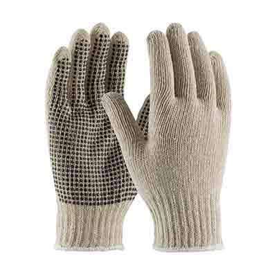 Protective Industrial Products 37-C110PD Seamless Knit Cotton / Polyester Glove with PVC Dot Grip - 7 Gauge