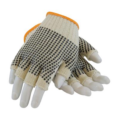 Protective Industrial Products 37-C119PDD Seamless Knit Cotton / Polyester Glove with Double-Sided PVC Dot Grip - Half-Finger