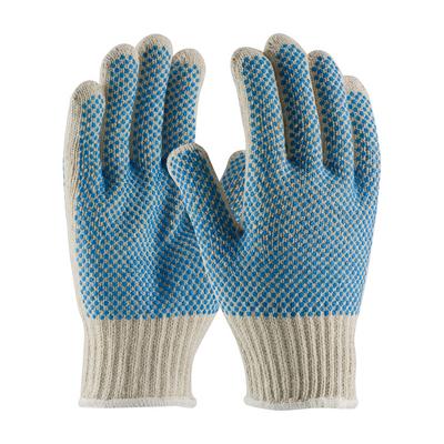 Protective Industrial Products 37-C512PDD-BL Seamless Knit Cotton / Polyester Glove with Double-Sided PVC Dense Dot Grip - 7 Gauge