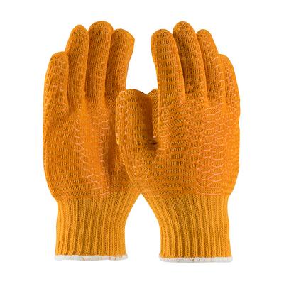 Protective Industrial Products 39-3013 Seamless Knit Polyester Glove with Double-Sided PVC Honeycomb     Criss-Cross Grip - Knit Wrist