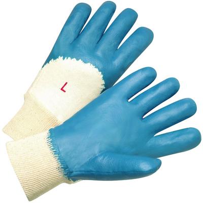 Protective Industrial Products 4060 Nitrile Dipped Glove with Interlock Liner and Smooth Finish on Palm, Fingers & Knuckles - Knit Wrist