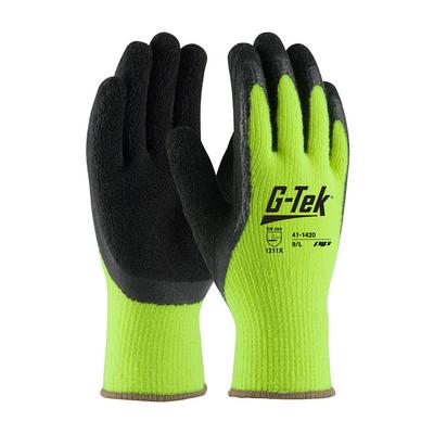 Protective Industrial Products 41-1420 Hi-Vis Seamless Knit Acrylic Glove with Latex Coated Crinkle Grip on Palm, Fingers & Thumb